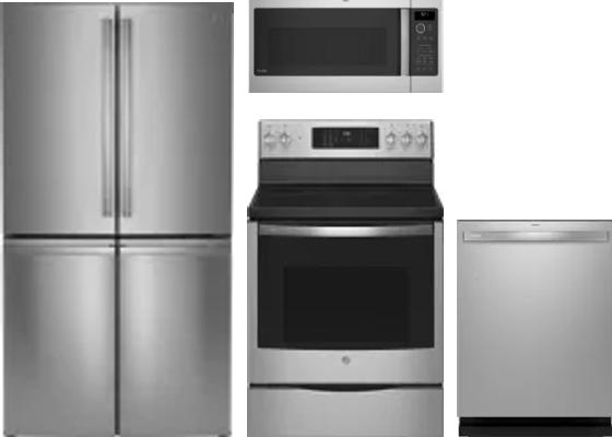 4 Piece Package Includes Refrigerator, Range, Microwave And Dishwasher